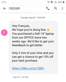 Text-message feedback in Feedier