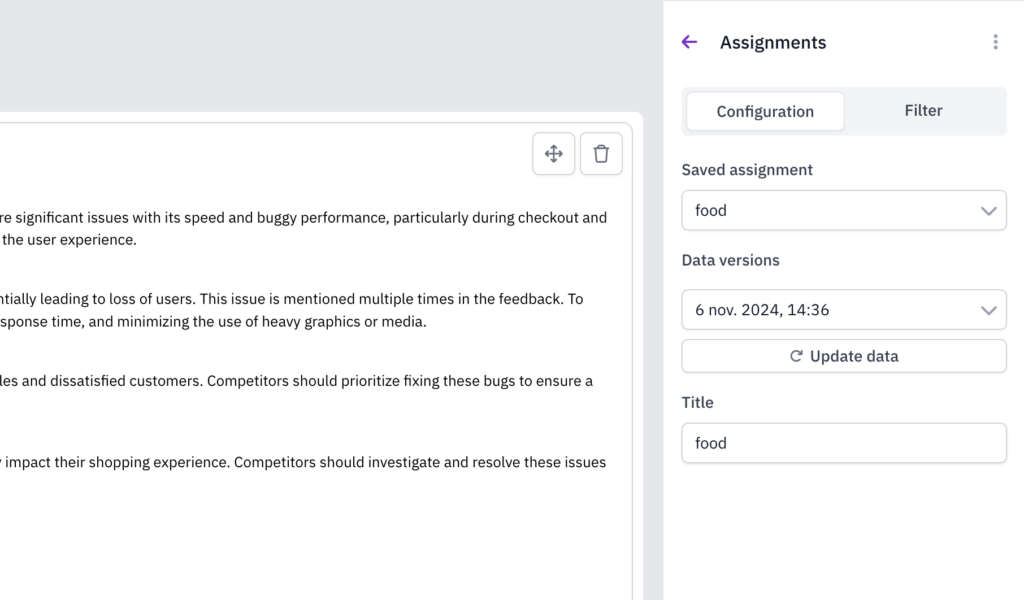 assignments in reports